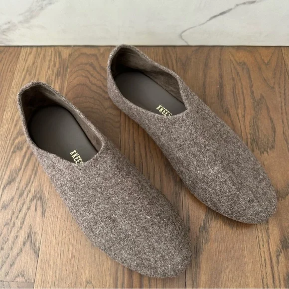 NWT TKEES Kira Wool Round Toe Flat in Heather Grey Brown Size 9B - Picture 4 of 8